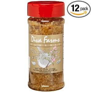 Diva Farms Minced Garlic with Oregano, 8 Ounce Bottles (Pack of 12 